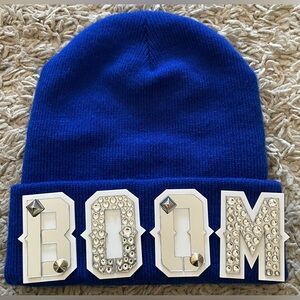TUQUE American Apparel Funky Bling BOOM studded blue winter Hat NWT